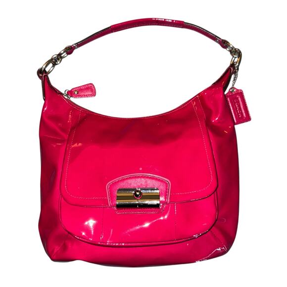 COACH Kristin Patent Leather Hobo Raspberry (fuchsia) and Silver NWT!! - Picture 1 of 11
